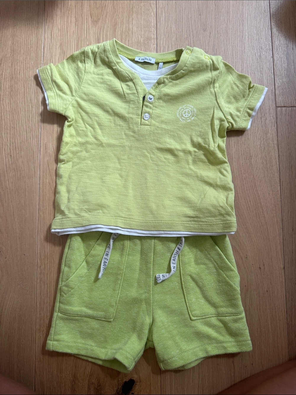 French IKKS Lime Green Kids Matching Set - Short Sleeve Top & Shorts